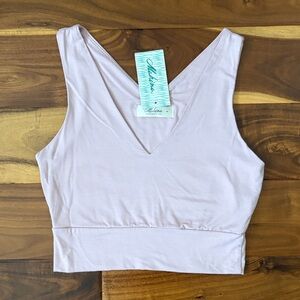 Mahina Blush Pink V-Neck Crop Tank with Tag Small NWT